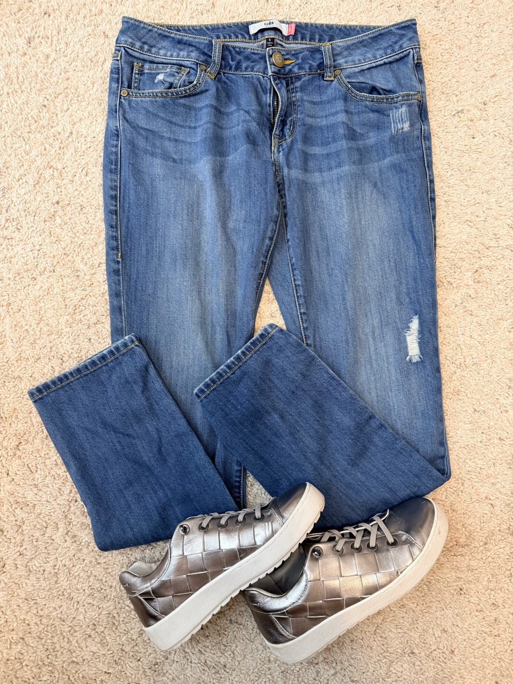 CAbi Women's Mid-Blue Straight Leg Jeans